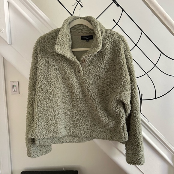 Fuzzy Olive Green Women's Jacket - Picture 1 of 4